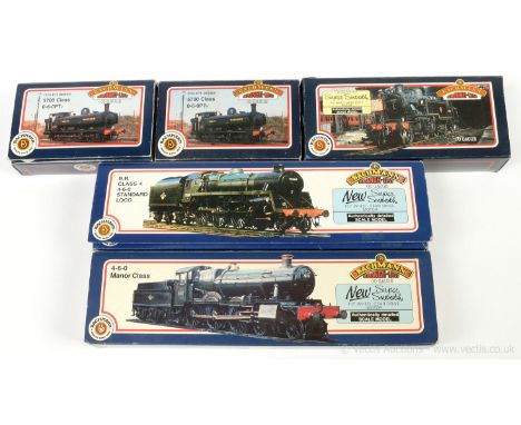 Bachmann OO Gauge BR Steam Locos comprising 31-104 4-6-0 lined green Standard Class 4 No.75069, 31-302 lime green Manor Class