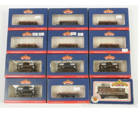 Bachmann OO Gauge Goods Wagons some duplication comprising 4 x 37-675B black Mobil Tanker (factory weathered), 7 x BR Bauxite