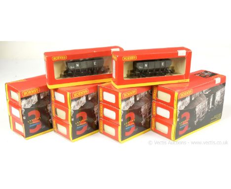 Hornby (China) Goods Wagons comprising R6151 Wagon Pack containing 3 x factory weathered Cilbert Coke Wagons, 2 x R6152 packs