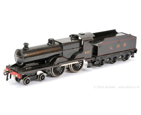 Bassett-Lowke O Gauge 4-4-0 Loco and Tender LMS lined black Class 2P No.601, 3-rail electric.  Some light retouching Good Plu