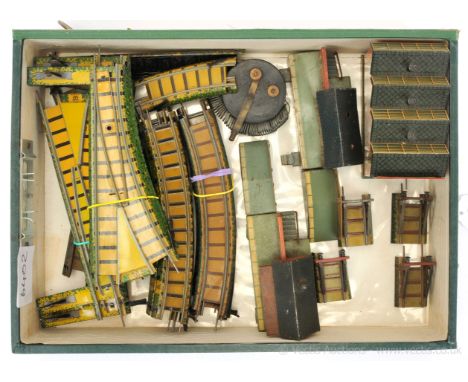 Bing Table Top Railway and Accessories including Engine Shed, 2 x Stations (one is missing a chimney and canopy), buffer stop