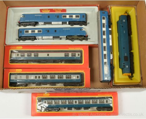 OO Gauge Locos and Rolling Stock comprising Triang R555C 2-Car blue Pullman DMU comprising Power and Non Power Trailer Cars, 