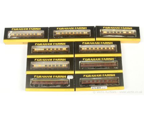 Graham Farish (by Bachmann) N Gauge Passenger Coaches comprising 6 x brown and cream Mk.1 Pullman Cars (374-200E 1st Class Pa