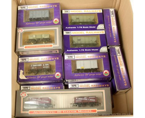 Dapol OO Gauge Goods Wagons comprising B522 Private Owner (Websters) 5-plank twin pack, 2 x B177 NE grey 5-plank Open, B398 B