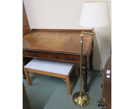 a Coffee table with a marble top and a brass floor lamp (2) Condition Report: Available upon request