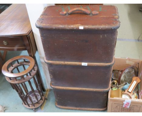 A wood bound trunk, stick stand, various ceramics etc Condition Report: Available upon request