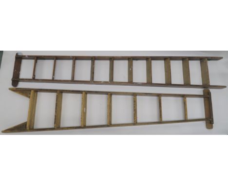 A mahogany library ladder 244cm high and another library ladder 224cm high (2) Condition Report: Available upon request