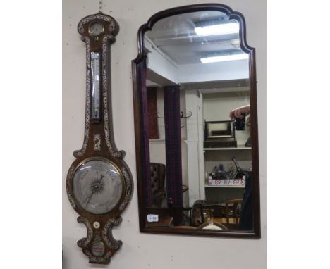 A Rosewood barometer, J Hutchinson, Glasgow and a mirror (2) Condition Report: Available upon request