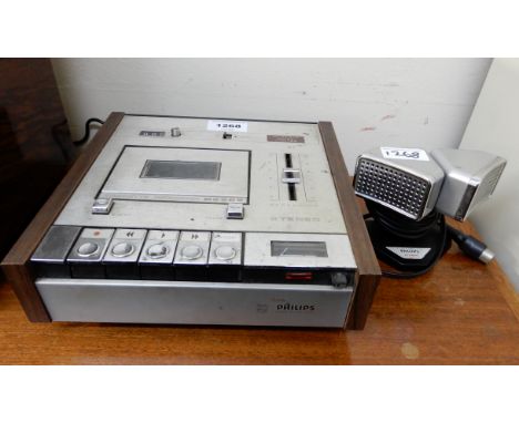 A Philips Dynamic Noise Limiter N2506 stereo cassette recorder with Philips desk top speakers (af) Condition Report: Availabl