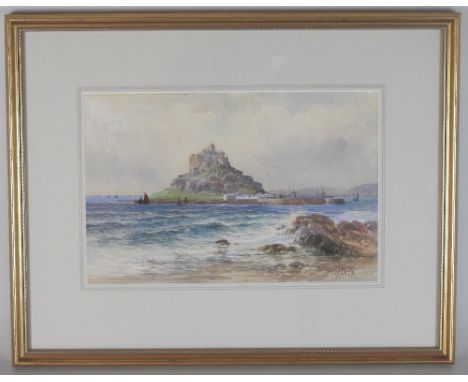 British School, early 20th century, St Michael's Mount , indisinctly signed lower right, watercolour heightened with white, 2
