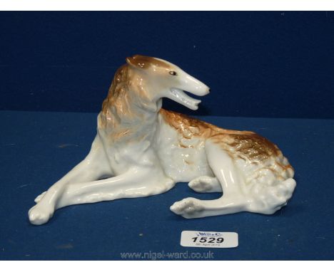 A vintage Lomonosov Russian porcelain figure of a Borzoi dog.