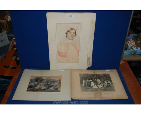 An original 1914 coloured Sketch of a Queen Mary Nurse annotated on rear ''4th London Gen. Hospital 1914'' and ''Kings Colleg