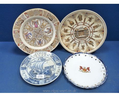 Four plates including two Spode, some a/f