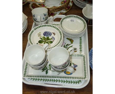 A Portmeirion part Teaset with flower design 'Botanic Garden' designed by Susan Williams-Ellis comprising six cups and saucer