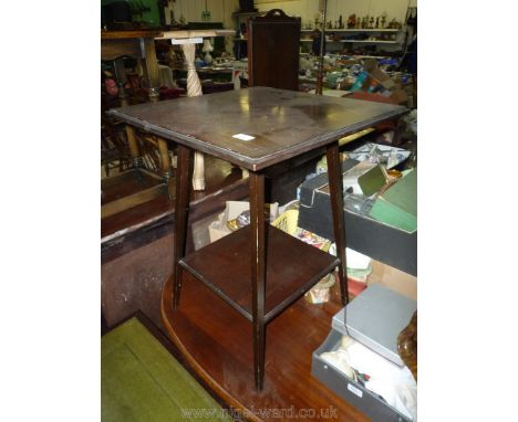 A dark Mahogany square Occasional Table having a lower shelf, 21 1/2'' x 21 1/2'' x 27 1/4'' high