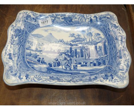 A late 19th c. blue and white Copeland Spode ''Indian'' series rectangular footed Dish.
