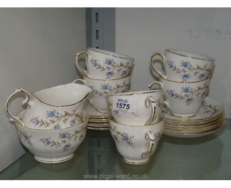 A Duchess part Teaset Tranquility pattern; six cups, saucers, tea plates, sugar bowl and milk jug.
