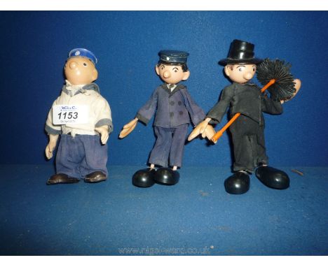 Three Camberwick  Green Twistables figures of Chimney Sweep, Postman and Milkman