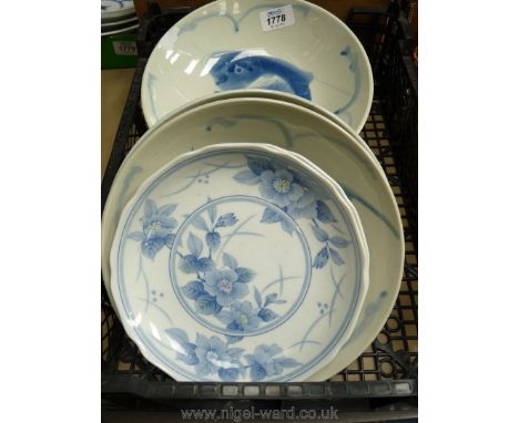 Six oriental fish Bowls, a/f, and two oriental Plates.