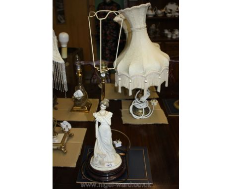 A Table Lamp with ceramic model of Edwardian lady