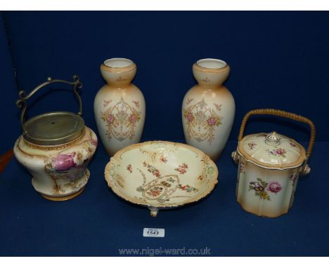 A quantity of Crown Devon including vases, biscuit barrel etc.