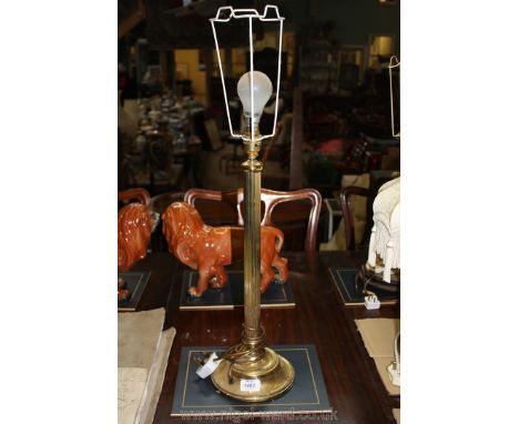 A tall Corinthian column style Brass Table Lamp base