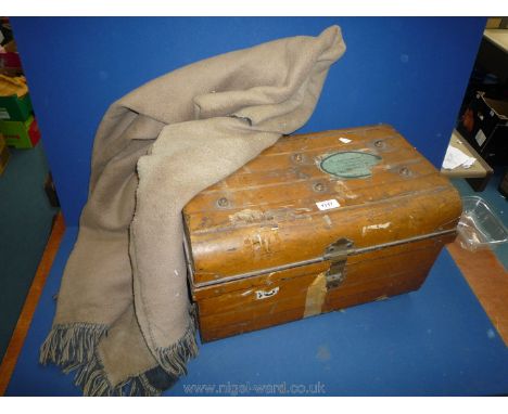 A small tin Trunk containing rug
