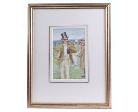 Dodd (early 20th century English school) - A Ticket Tout at Epsom Races - watercolour, signed & dated lower right 1925, 11 by