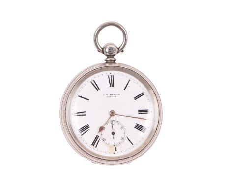 A silver cased open faced pocket watch, the white enamel dial with Roman numerals and subsidiary seconds dial 'The Ludgate' b