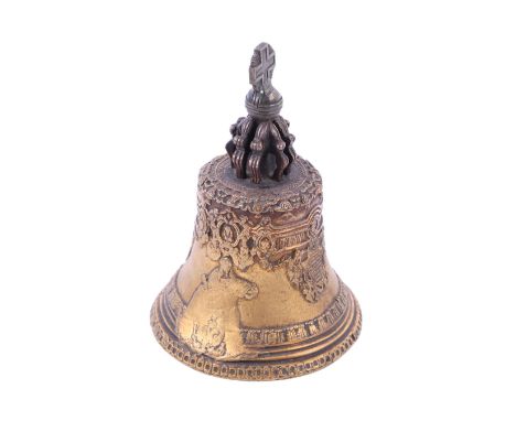 An early 19th century Russian gilt bronze St Petersburg bell, 14cms high.