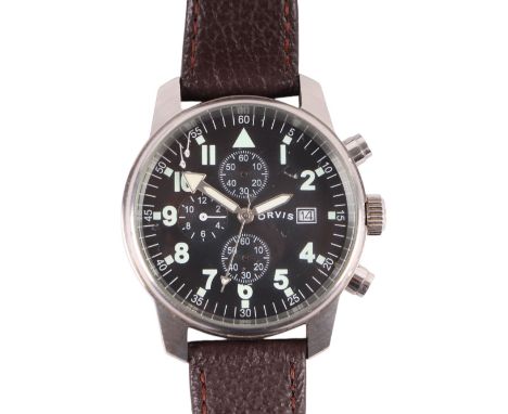 An Orvis gentleman's military style chronograph wristwatch, boxed