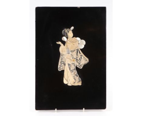 A Japanese bone inlaid Shibayama panel, 20 by 30cms.
