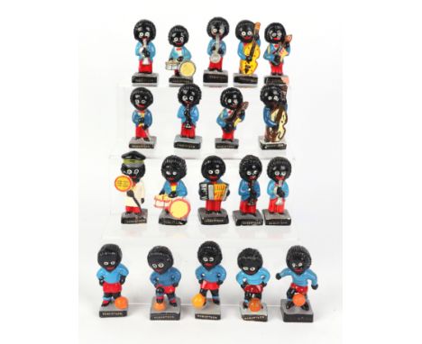A group of Robertson's Jam Advertising Golly figures to include band members, four footballers and a lollypop man (19).  Note
