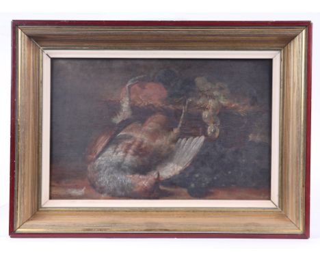 Late 19th century English school - Dead Game - oil on panel, 30 by 20cms, framed.