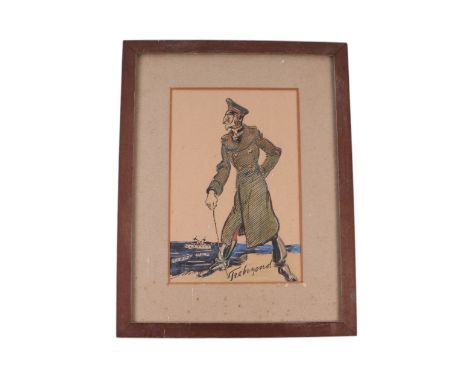 WWI interest.  A caricature portrait of a WWI General with the Black Sea in the background, relating to the Trebizond Campaig