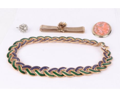 A group of designer jewellery by Sarah Coventry to include an enamel necklace.