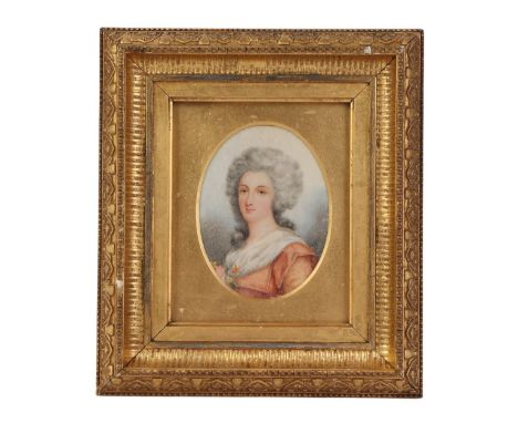 A late 18th / early 19th century oval portrait miniature on ivory depicting Madame Elizabeth (Élisabeth Philippe Marie Hélène