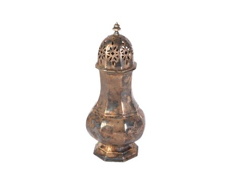 A silver sugar caster, Birmingham 1926, 16cms high, 122g.