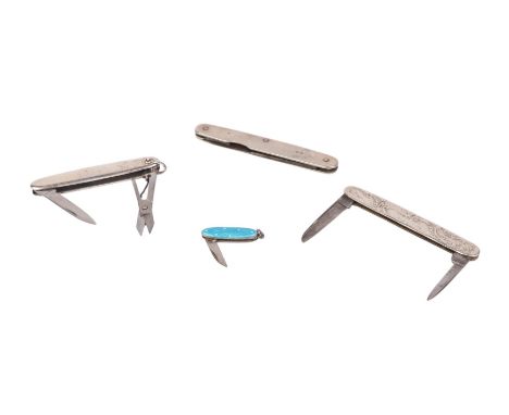 A Tiffany sterling silver penknife and three other silver penknives (4).