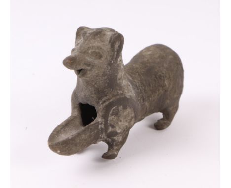 Antiquity.  An Eastern bronze oil lamp or bird feeder in the form of a mongoose, 11.5cms long.