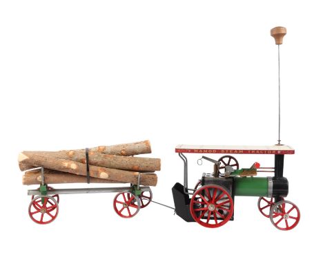 A Mamod steam tractor, boxed; together with a Mamod log trailer (2).