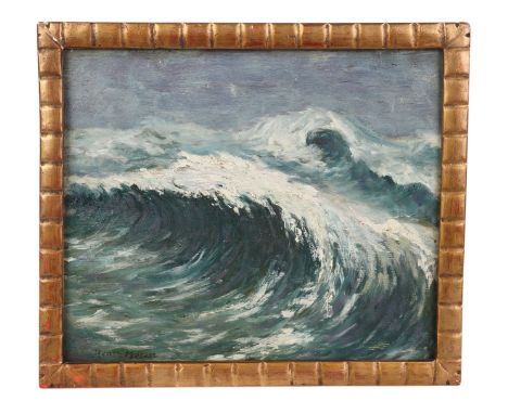19th century continental school - Rough Sea - oil on panel, signed lower left 'Henry Moret', 29 by 24cms.