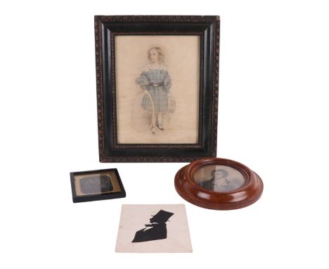 Charles Nicholls Woolnoth (British 1815-1906) - Portrait of a Young Boy Holding a Hoop and Hat - watercolour, framed & glazed
