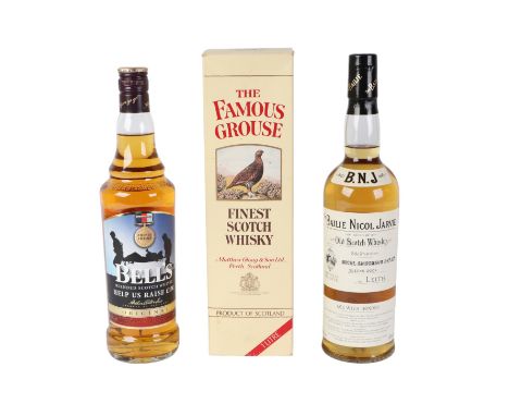 A bottle of Bailie Nichol Jarvie Old Scotch whisky; a bottle of Bells Help For Heroes Scotch whisky and a boxed bottle of Fam