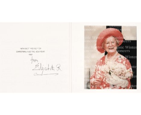 * Elizabeth (1900-2002). Queen Consort of King George VI, The Queen Mother. A group of 12 Christmas cards, 1990-2001, the fir