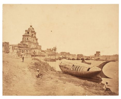 * Beato (Felice, 1832-1909). The Chattar Manzil Palace and the King of Oudh’s boat in the shape of a fish, Lucknow, 1858, lig