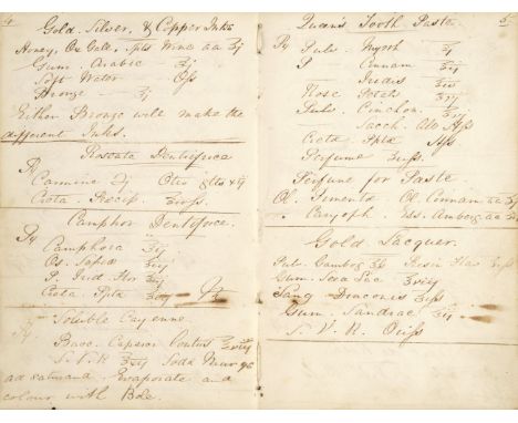 Medical and Veterinary Receipts. A manuscript pharmaceutical receipts book compiled by George Speechly of Peterborough, c. 18