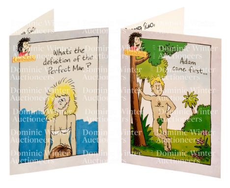 * Diana (1961-1997). Princess of Wales, 1981-1996. A pair of signed adult humour greetings cards published in the GirlsTalk s