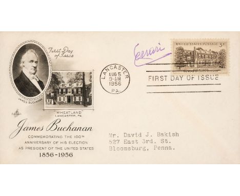 * Ferrari (Enzo, 1898-1988). Italian motor racing driving and entrepreneur. First Day Cover Signed, 'E. Ferrari', the cover i