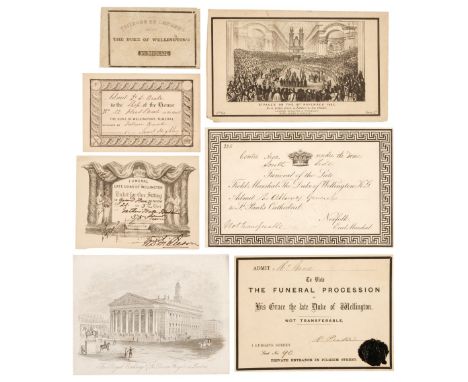 * Wellington (Duke of). Twelve original tickets to the Funeral Procession and related ephemera, 1853, a collection of 12 vari